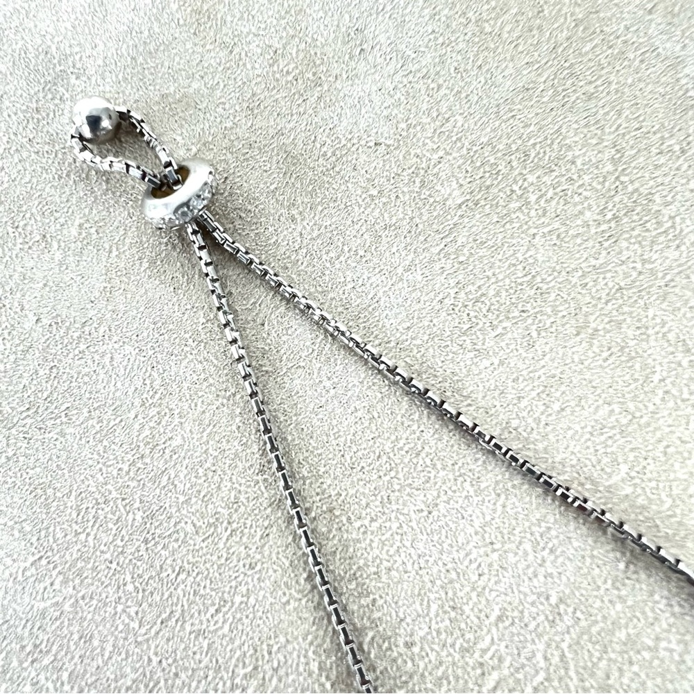 EVIL EYE Dainty 925 Sterling Silver Cz Rhinestone w Enamel Adjustable Bracelet - Picture 12 of 12
